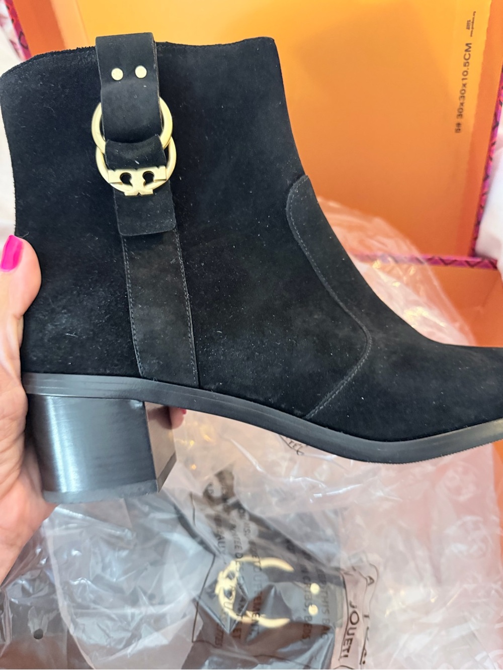 Tory Burch Marsden 50mm Black Suede Booties Size 9 NEW IN BOX